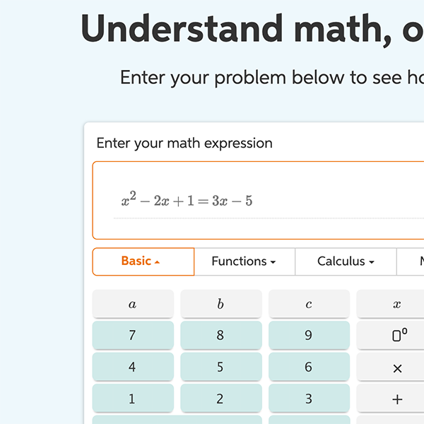 Mathway (formerly Chegg Math Solver) interface